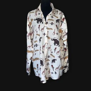Unbranded Women's Animals Long Sleeve Button Up Blouse SZ L